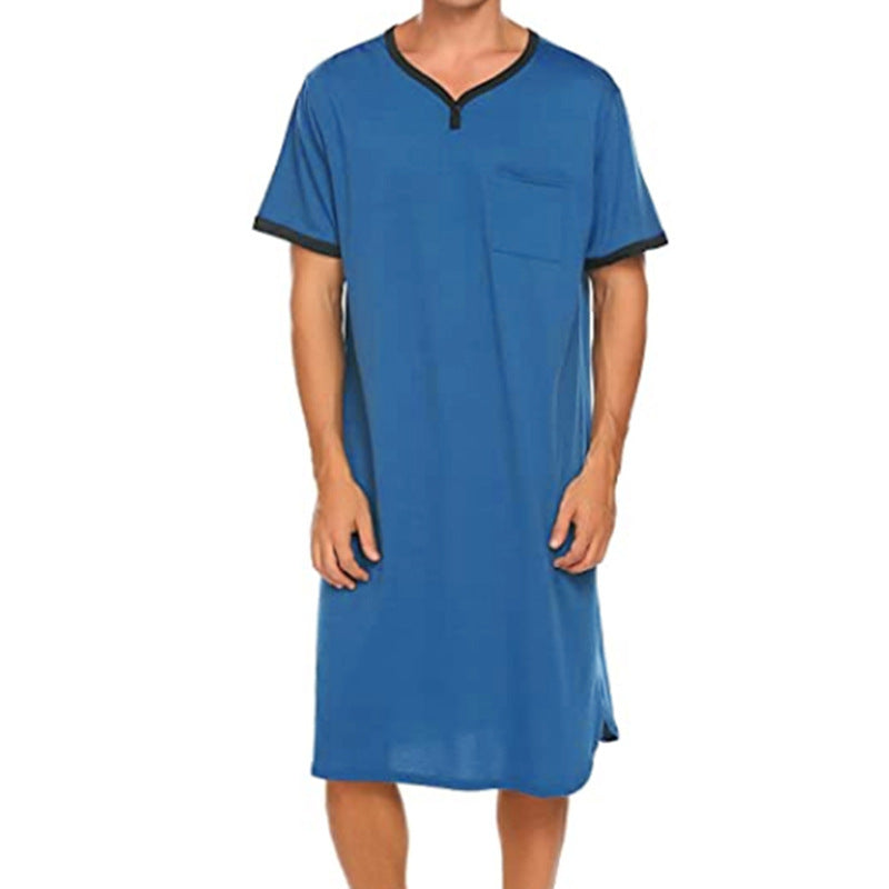 Herrer nan lang bomulds natshirt med Henley-krave Skovae