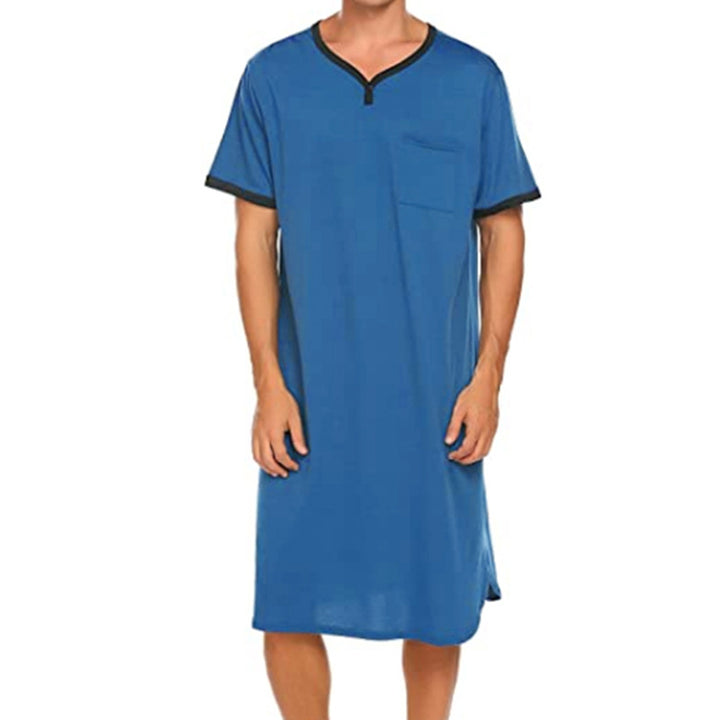 Herrer nan lang bomulds natshirt med Henley-krave Skovae