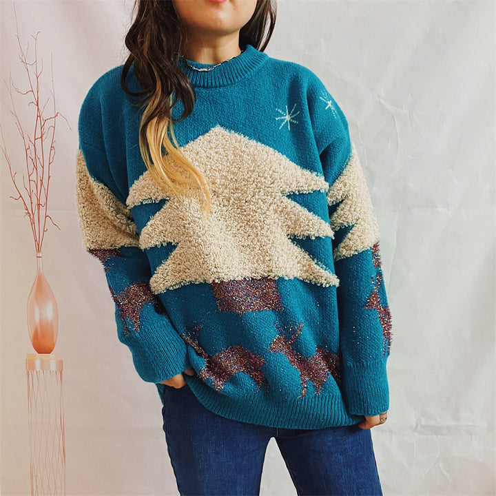 Kvinder Cozy Vinter Sweater med Festligt Design Stilla