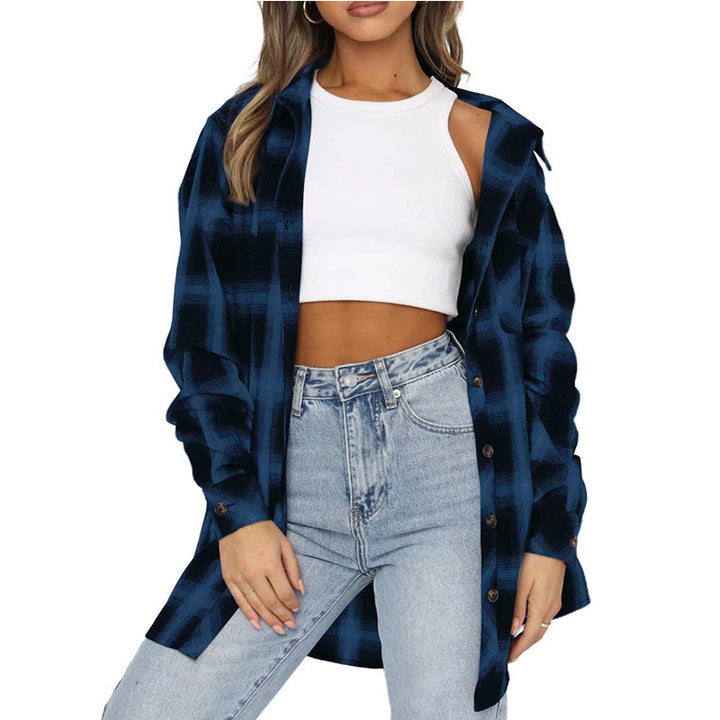 Dame Overshirt i blødt flannel med stort ternet mønster Stilla