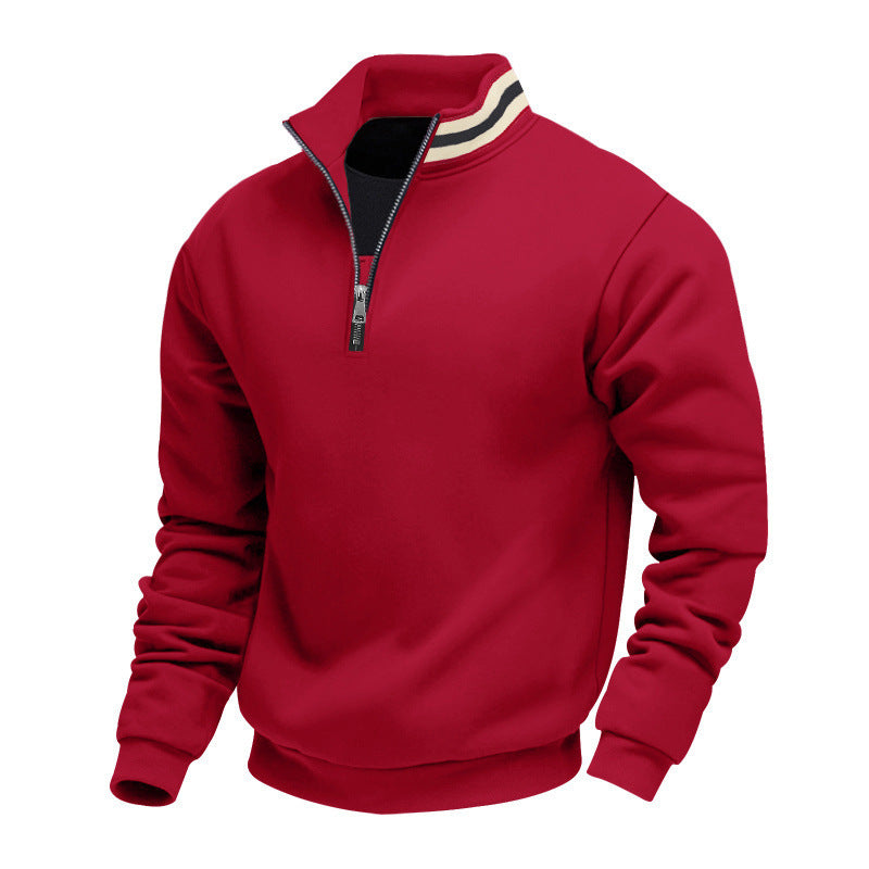 Herren nan Halvzip-sweatshirt med sporty ringkrave og blødt fleece-foring Skovae