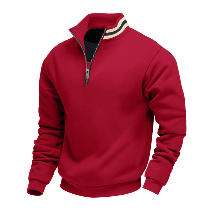 Herren nan Halvzip-sweatshirt med sporty ringkrave og blødt fleece-foring Skovae