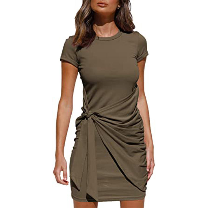Dame Fritids Draperet T-Shirt Kjole Stilla