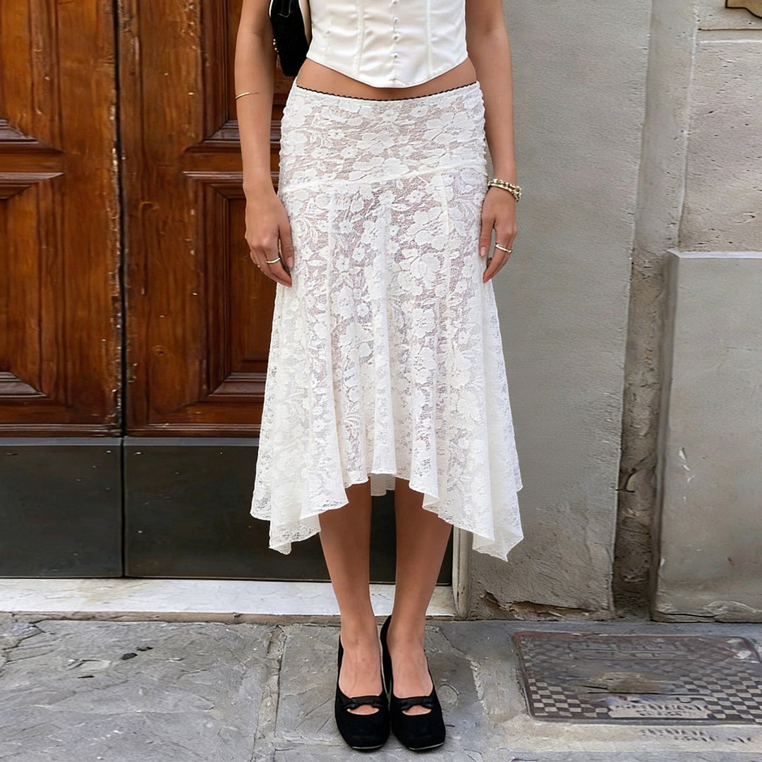 Dame elegant spidsrock med asymmetrisk snit Skovae