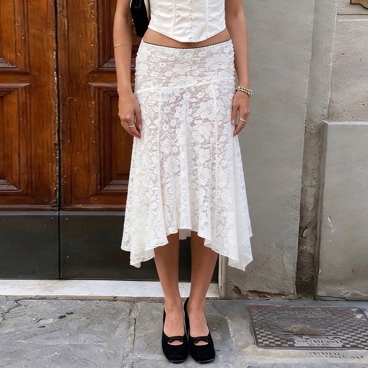 Dame elegant spidsrock med asymmetrisk snit Skovae