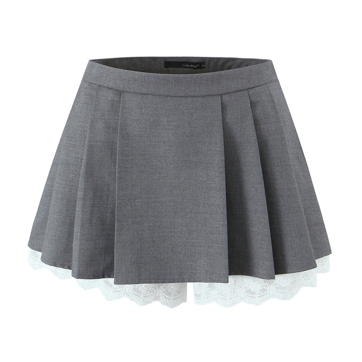 Dame plissee-nederdel med elegante spidsaksepter og asymmetrisk kant Stilla