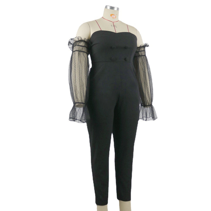 Dame Elegant jumpsuit med gennemsigtige puffærmer Skovae