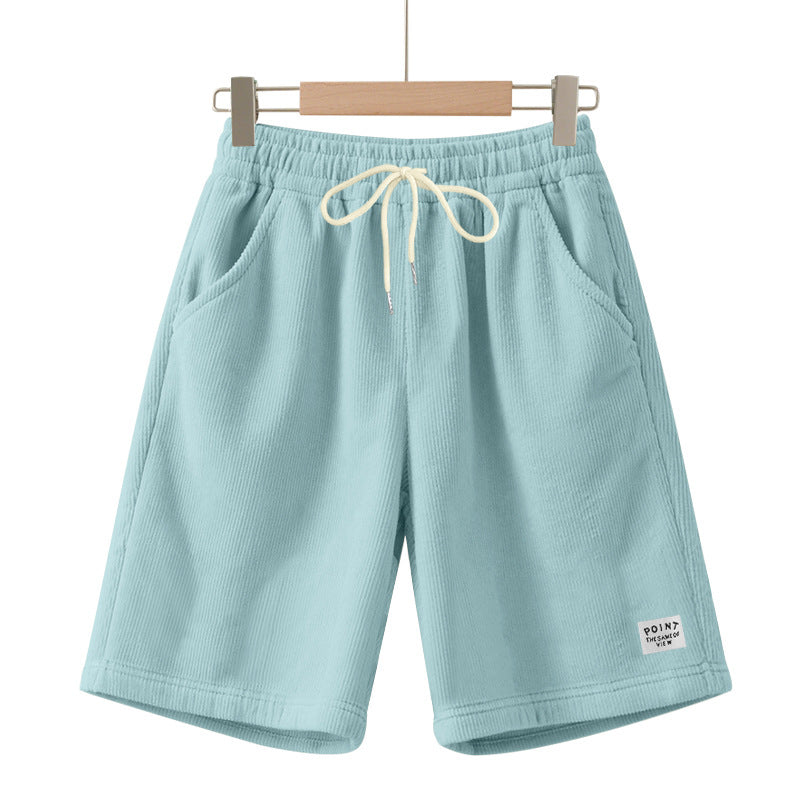 Herre nan knælange Lounge-shorts i ribbet struktur jersey med elastisk snor i taljen og påsyede lommer Skovae