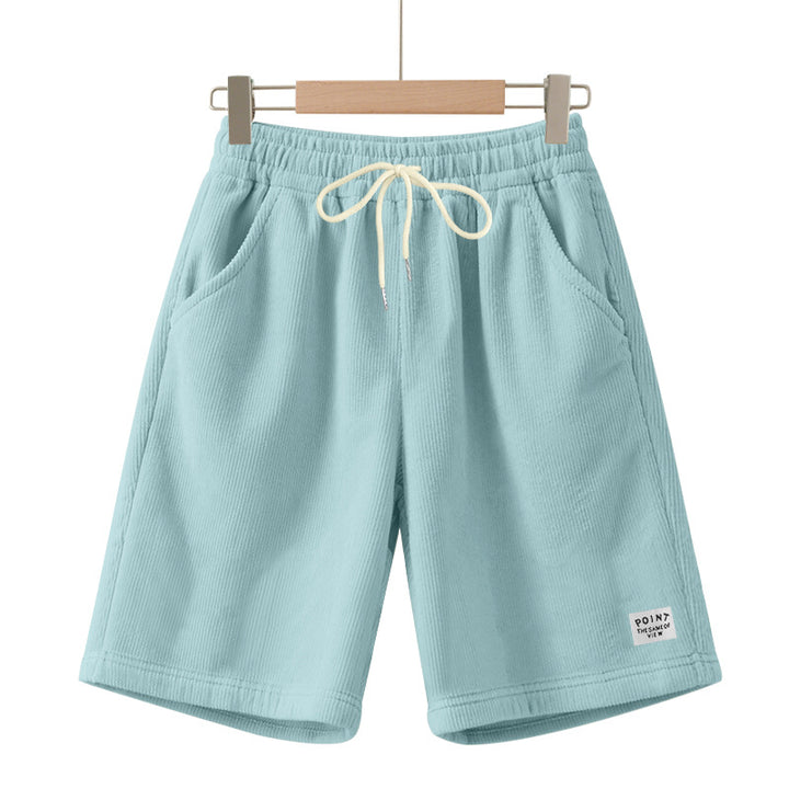 Herre nan knælange Lounge-shorts i ribbet struktur jersey med elastisk snor i taljen og påsyede lommer Skovae