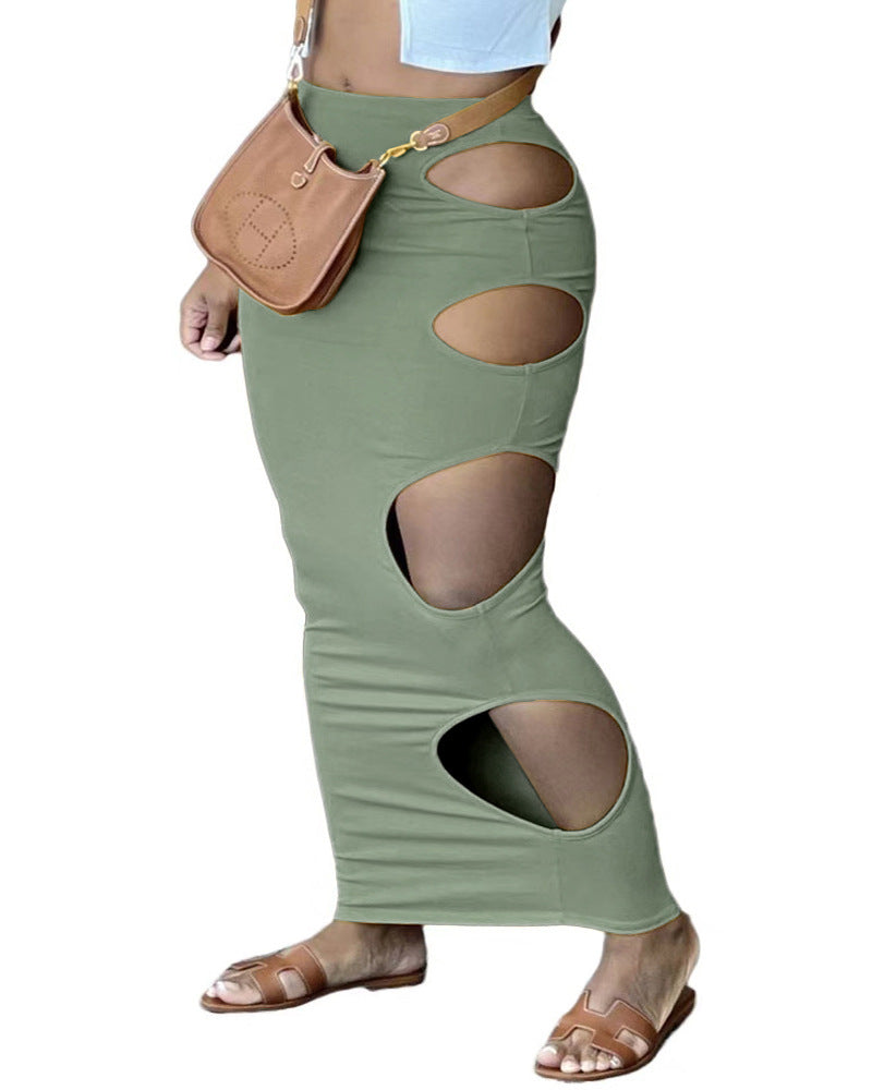 Dame figursyet nederdel med raffinerede udsparinger og elegant maxilook Stilla