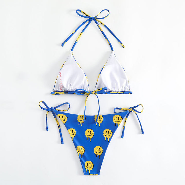 Dame Triangel-Bikini med afslappet Smiley-design og justerbare stropper Skovae