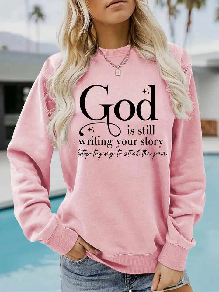 Kvinders sweatshirt med inspirerende skrifter Stilla