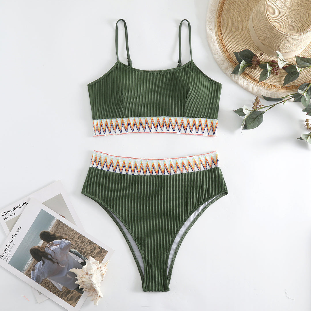 Dame integreret bikini sæt med geometrisk mønster Skovae