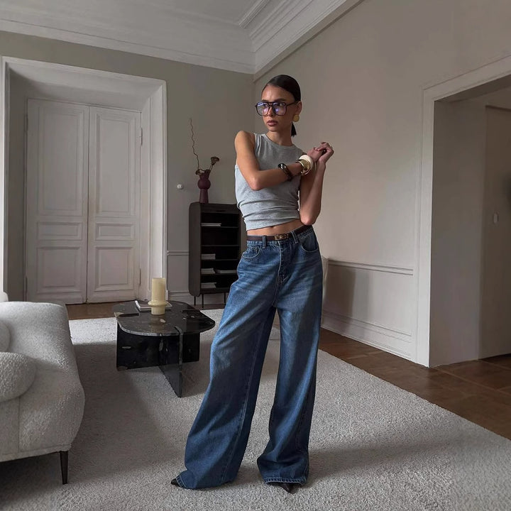 Kvinders brede jeans med høj talje og afslappet pasform Stilla
