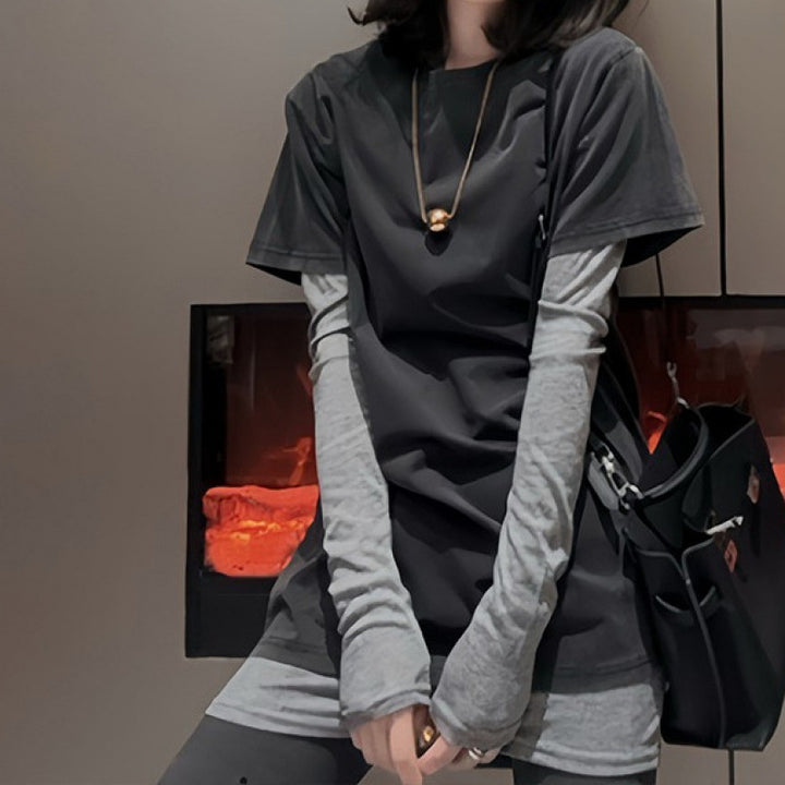 Femme Lagdelt Lange Ærmer Oversized Top Stilla