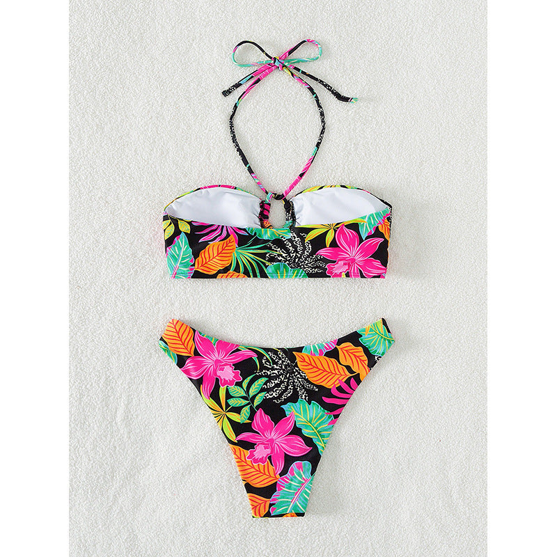 Dame Farverig mønstret bandeau-bikini Skovae