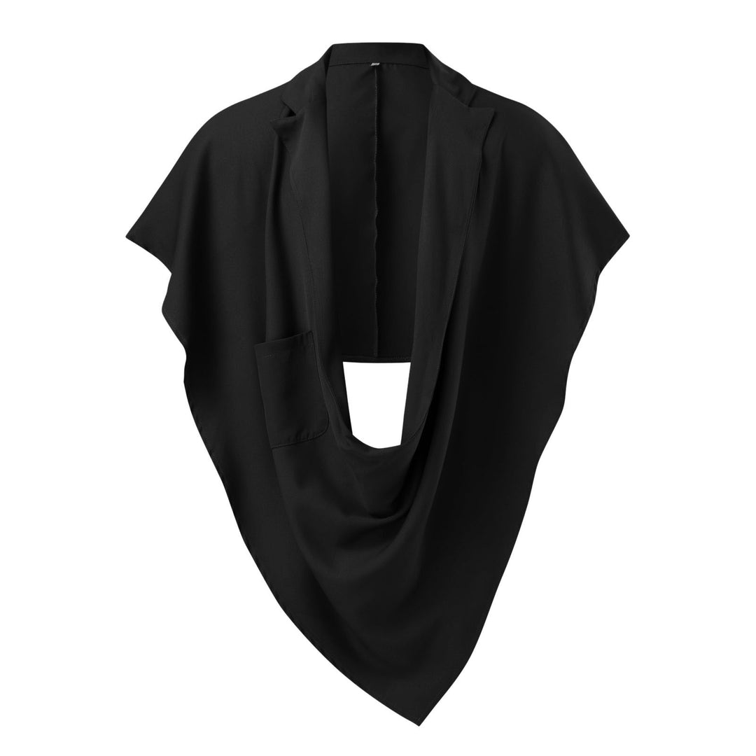 Dame nan Cape-blazer med sjalkragen åben front påsat lomme og spidse zipfelsaum Skovae