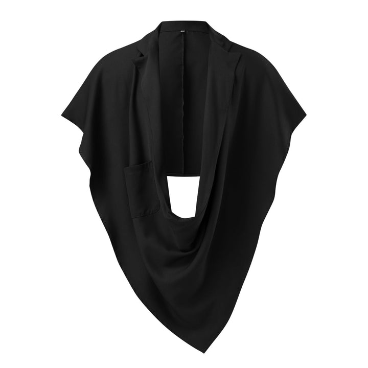 Dame nan Cape-blazer med sjalkragen åben front påsat lomme og spidse zipfelsaum Skovae