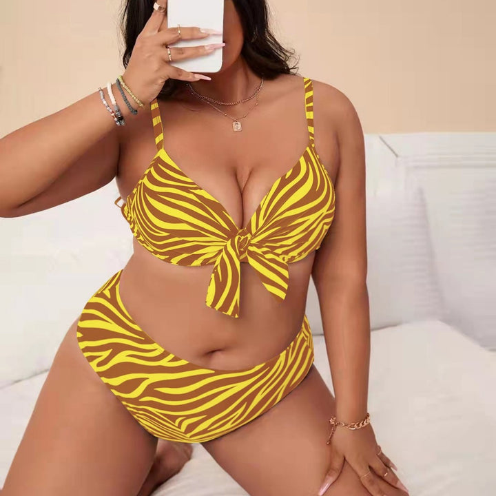 Dame bikini sæt med mode zebra mønster og justerbar knude Skovae