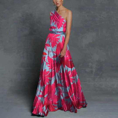 Damer maxi kjole med off-shoulder snit og blomstret design Skovae