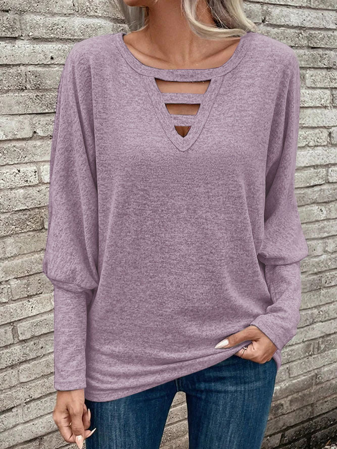 Dame longsleeve med unik udskæring Stilla