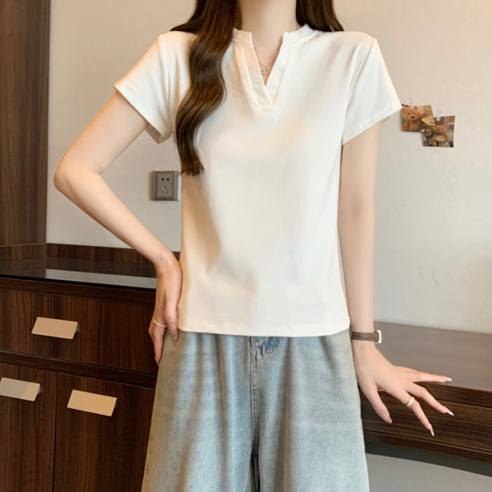 Femme Stilfuldt Halvknap T-Shirt Stilla