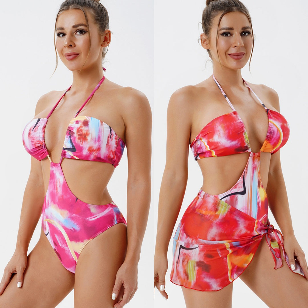 Dame Bikini-sæt med tilpasseligt bandeau-design og afslappet nederdel Stilla