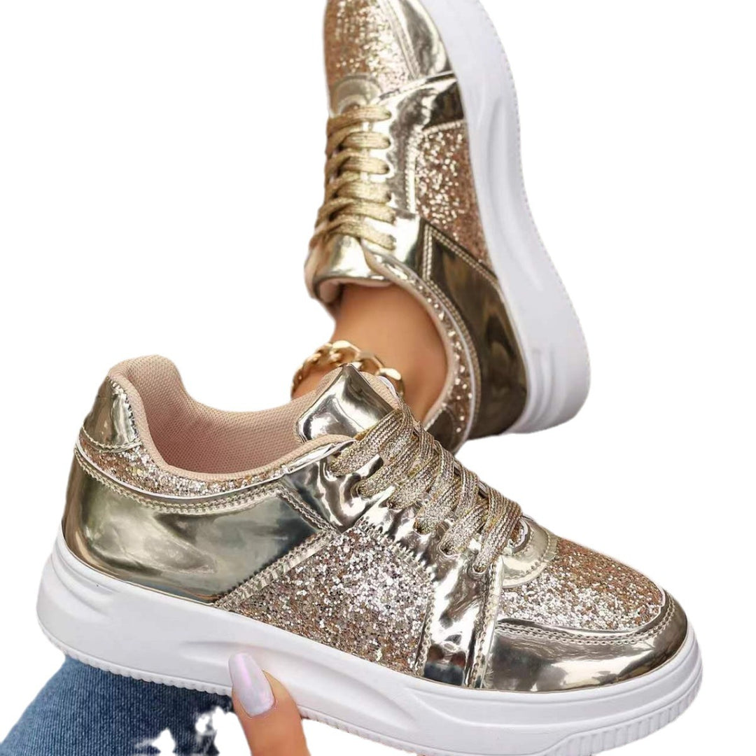Dame Glamourøse Sneakers med funklende glimmer og højdæmpende sål Stilla