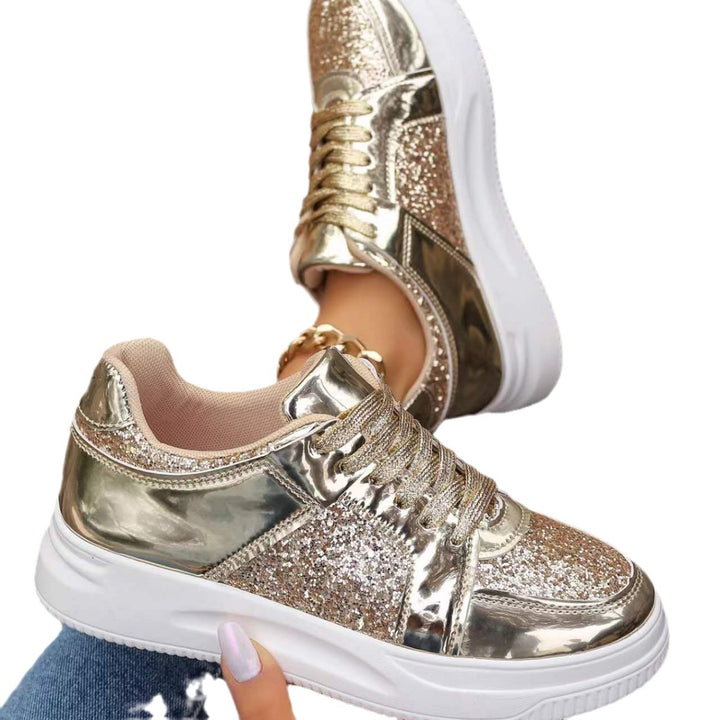 Dame Glamourøse Sneakers med funklende glimmer og højdæmpende sål Stilla