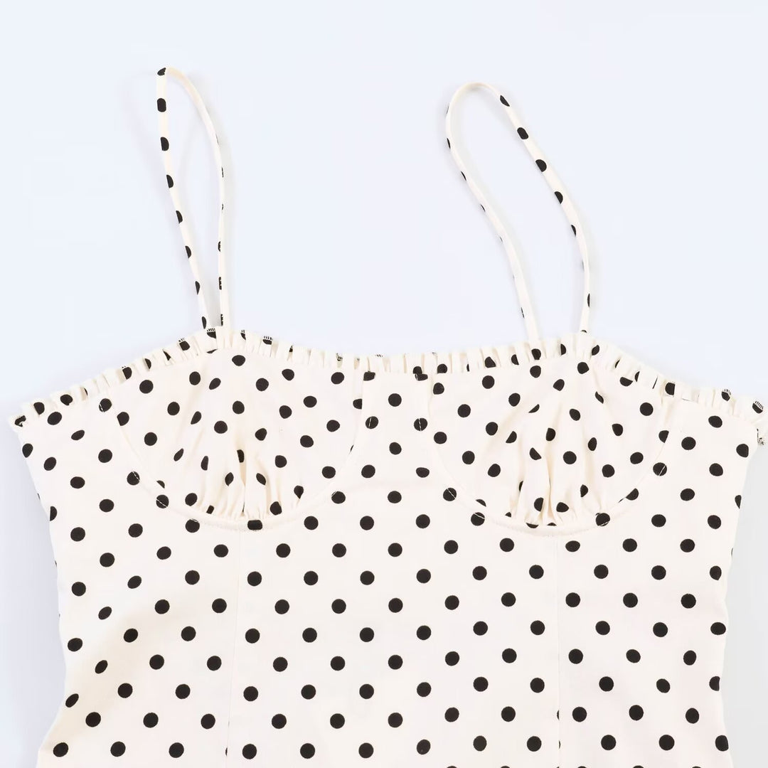 Dame maxikjole med polka-prikker Skovae