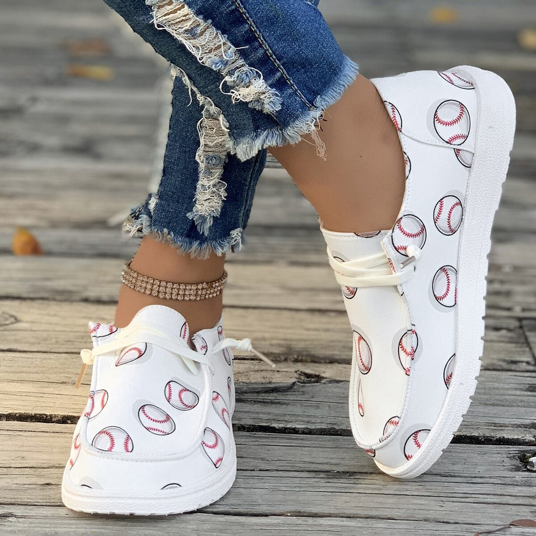Dame Sneakers med kreativt baseball-design Stilla