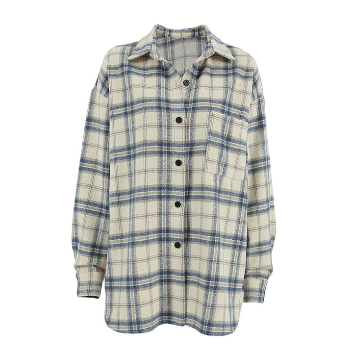 Dame Oversized Skovræmmede skjorte i høj kvalitet flannel Stilla