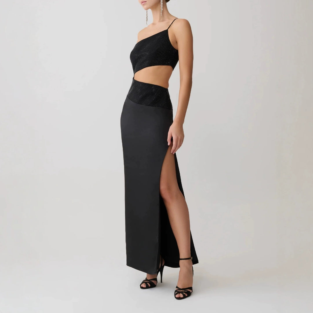 Dame Elegant Maxikjole med asymmetrisk snit og raffineret cut-out Skovae