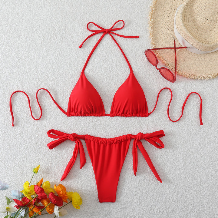 Damer Triangel-Bikini med fashionable bindebånd Skovae