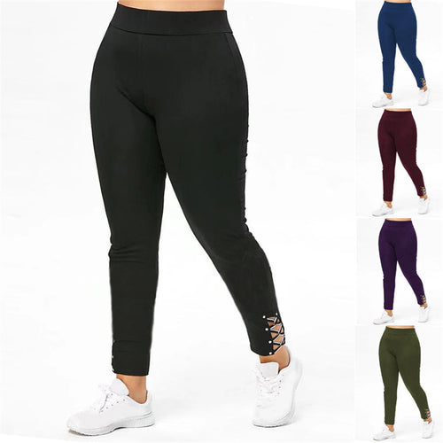 Dame sportleggings med dekorative snøre detaljer Stilla