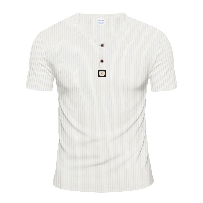 Herrer Kortærmet Henley T-shirt med elegant struktur og moderne knapper Stilla