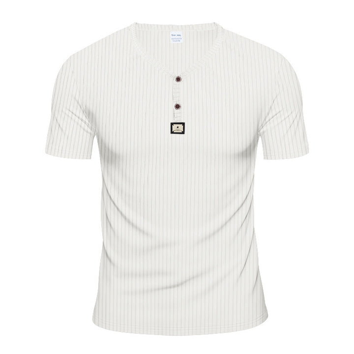 Herrer Kortærmet Henley T-shirt med elegant struktur og moderne knapper Stilla