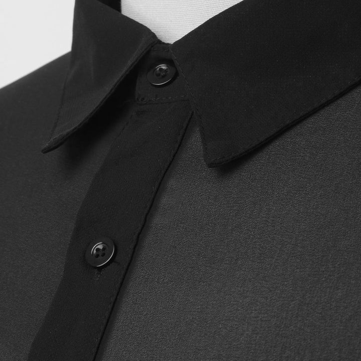 Dame nan semi-transparente langærmet chiffonbluse med skjortekrage og brede manchetter Skovae