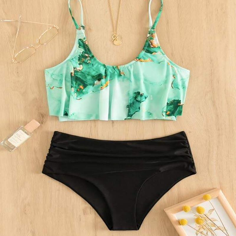 Dame Sporty bikini med blomsterafslutninger Skovae