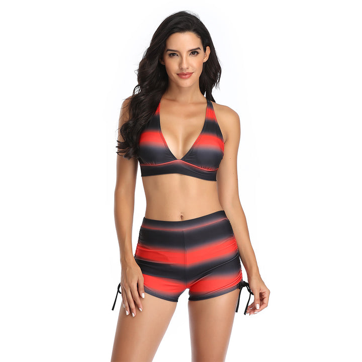 Damer HøjTalje Stribe-Detaljer Badedragt Sæt Stilla