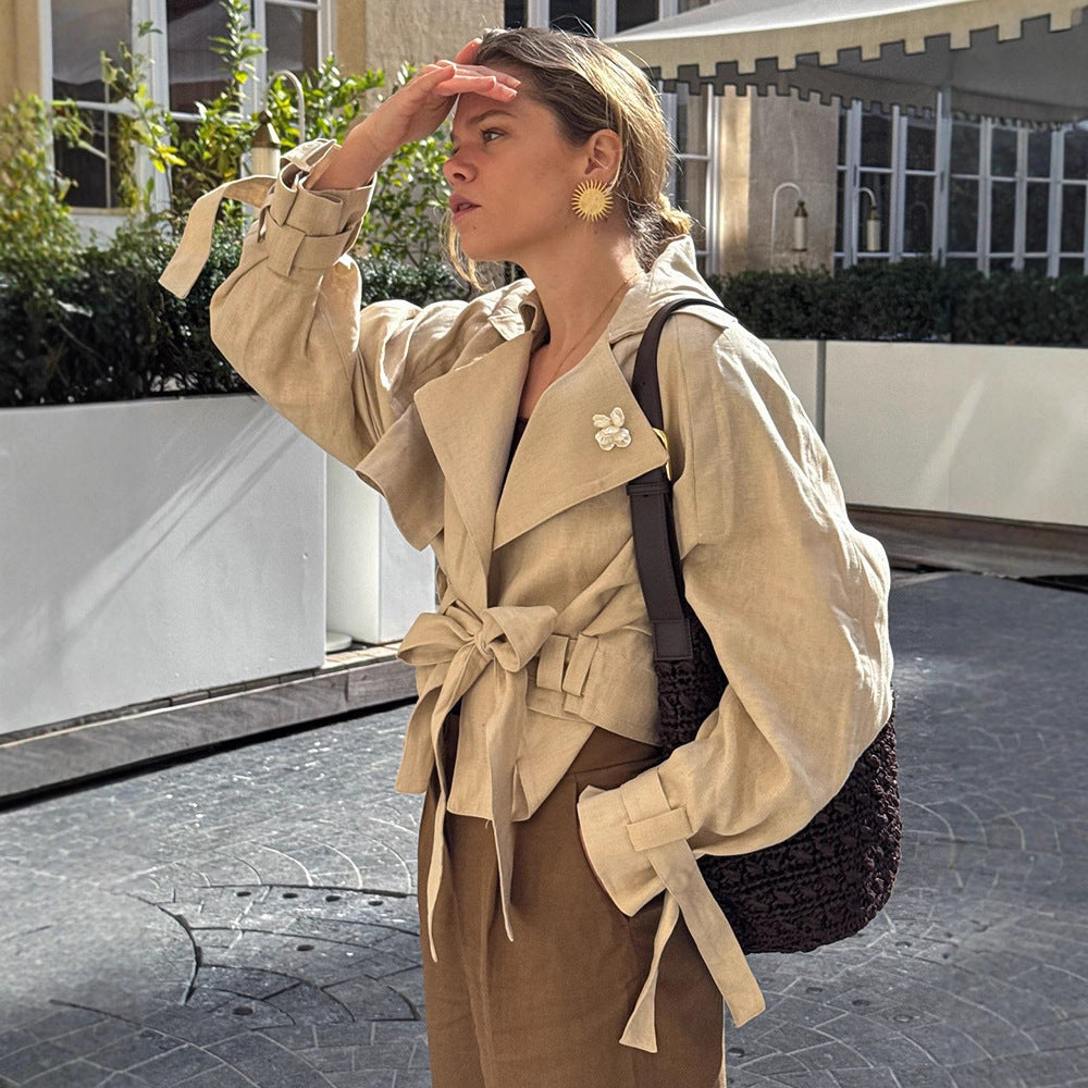 Dame Elegant Bluse med Bindebælte Stilla