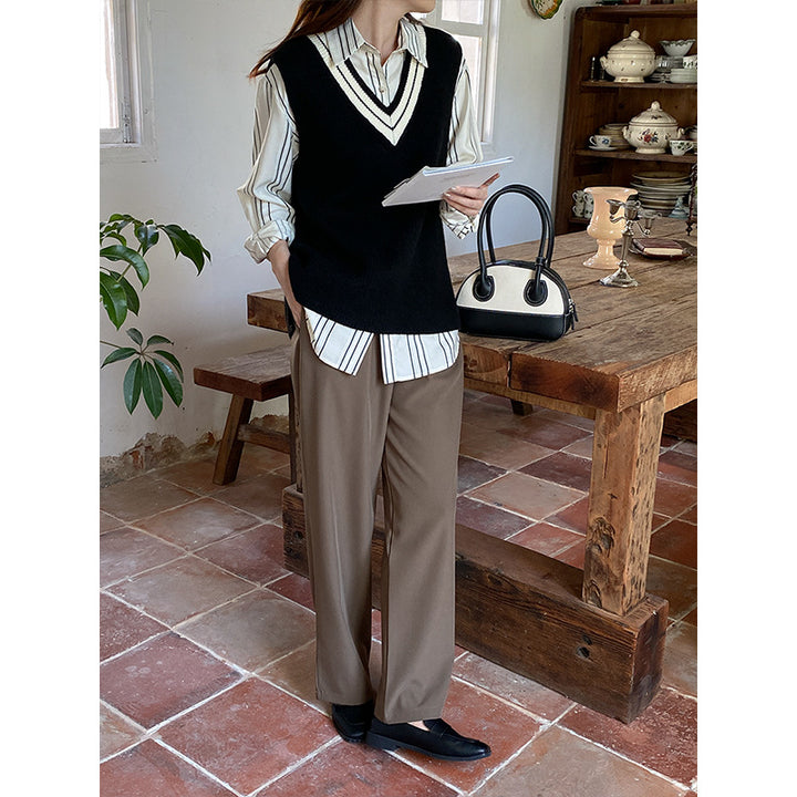 Kvinders strikket sweater vest med V-hals Stilla