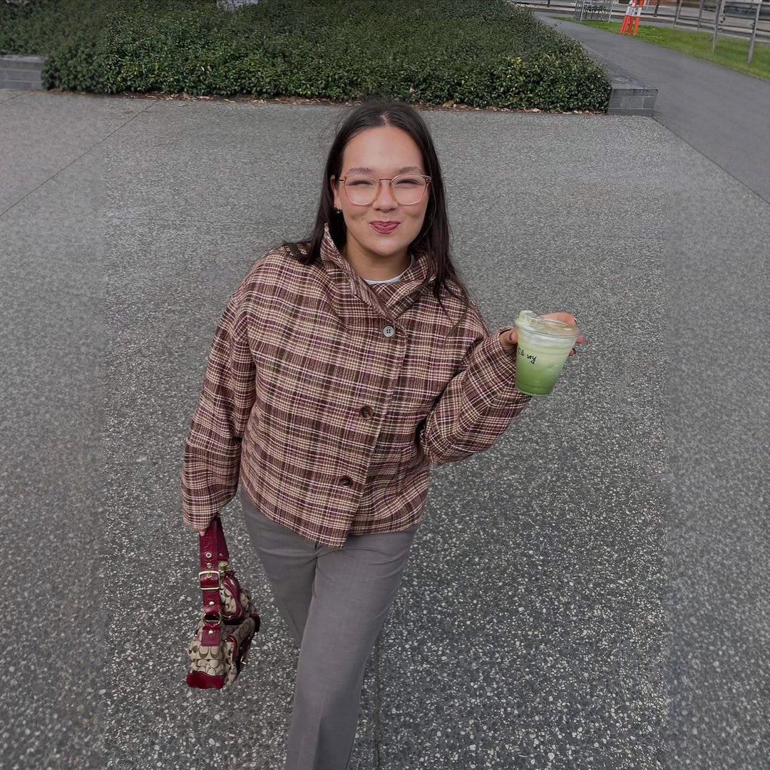 Kvinderne stilfulde ternede jakke i trendy oversized snit Stilla
