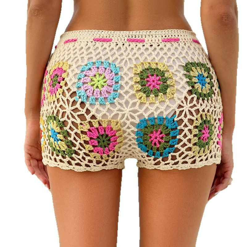 Dame hæklede shorts med farverige blomsterdesigns Stilla