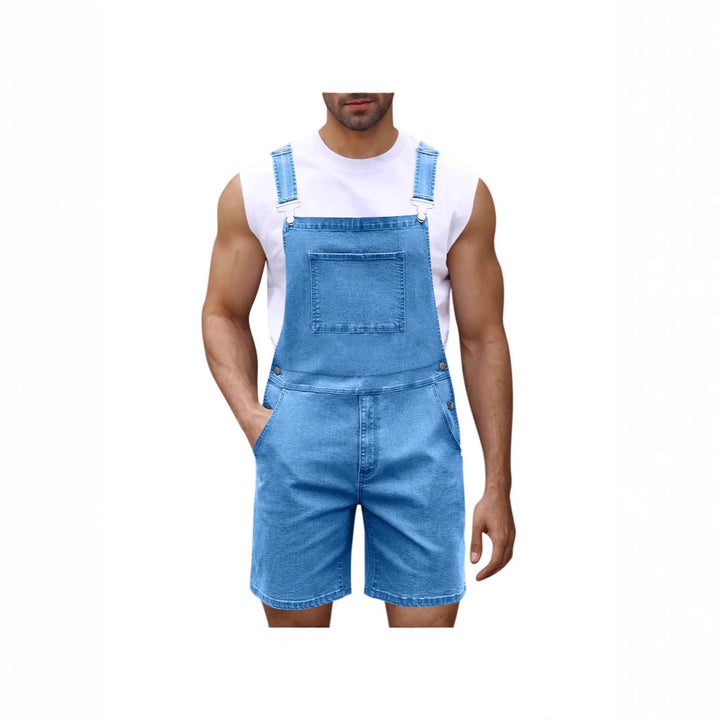 Herrer Denim-Latzshorts med moderne lommer og justerbare stropper Skovae