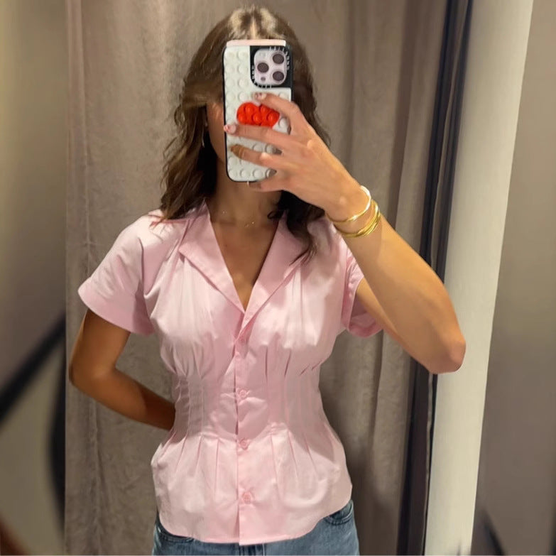 Dame skræddersyet skjorte med elegant drapering Stilla
