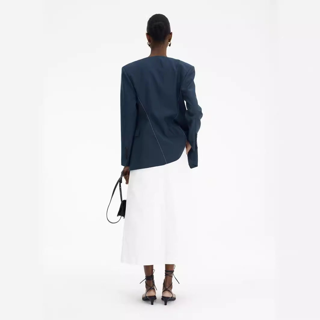 Dame skræddersyet blazer med moderne ståkrave og elegante knapdetaljer Stilla