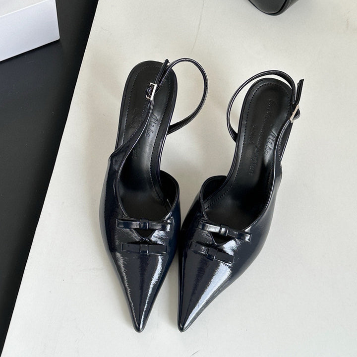 Dame Slingback Pumps med elegant udsnit og særpræget sløjfedetail Stilla