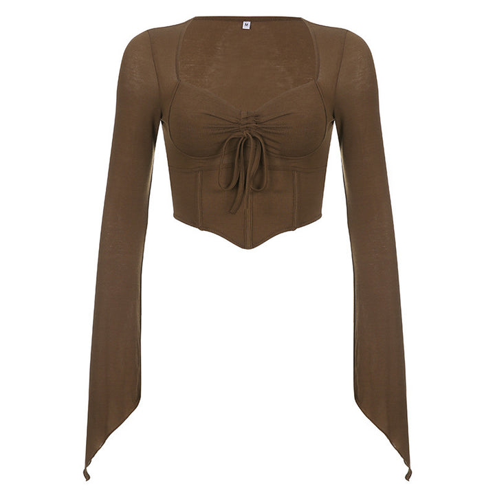 Kvindernes cropped top med samling og flagrende ærmer Stilla