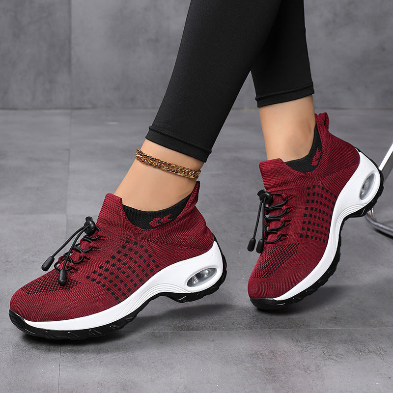 Dame nan åndbar strikkede plateau sneakers med luftstød og elastisk skaft Skovae